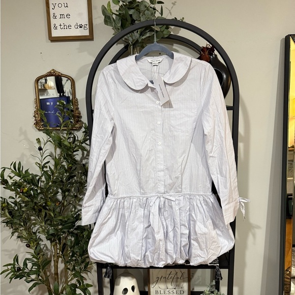 Urban Revivo Striped Mini Dress - White and blue size 6 - Picture 2 of 11